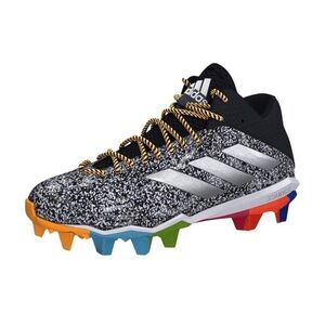 adidas Kids Soccer Cleats Size 6 Black White Rainbow Sole